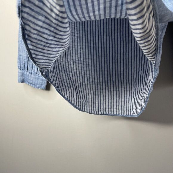 DEREK LAM 10 CROSBY Womens Chambray Top Sz 4 Tie-Detail Popover Tassels Cotton - Picture 4 of 9